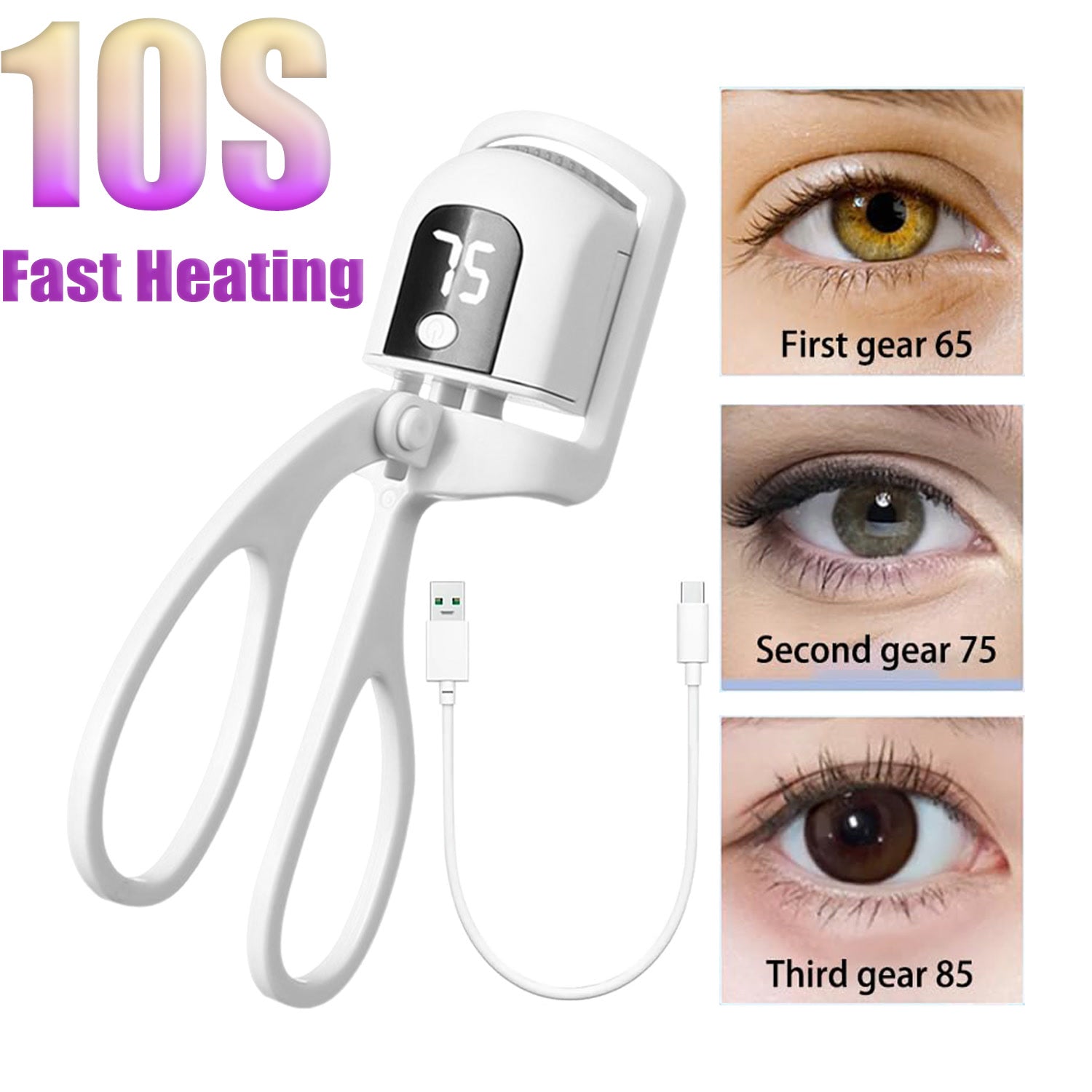 New 65-85℃ Electric Heated Eyelash Curler Portable Electric Comb Eye Lash Perm Long Lasting Shaping Thermal Curler Makeup Tools