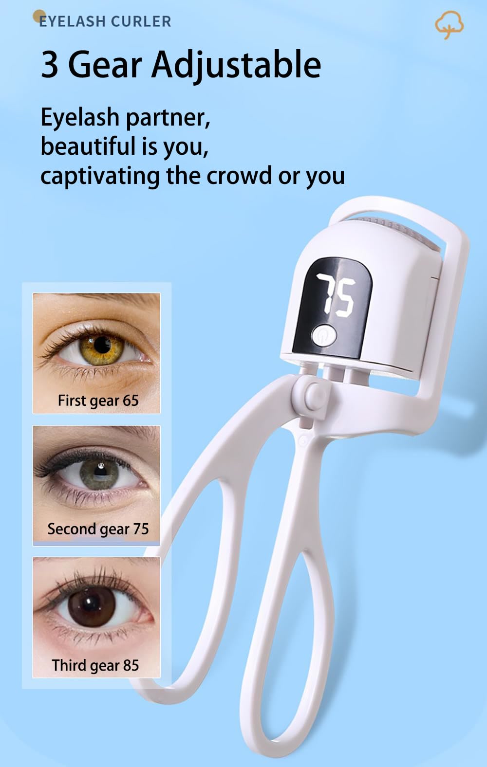 New 65-85℃ Electric Heated Eyelash Curler Portable Electric Comb Eye Lash Perm Long Lasting Shaping Thermal Curler Makeup Tools