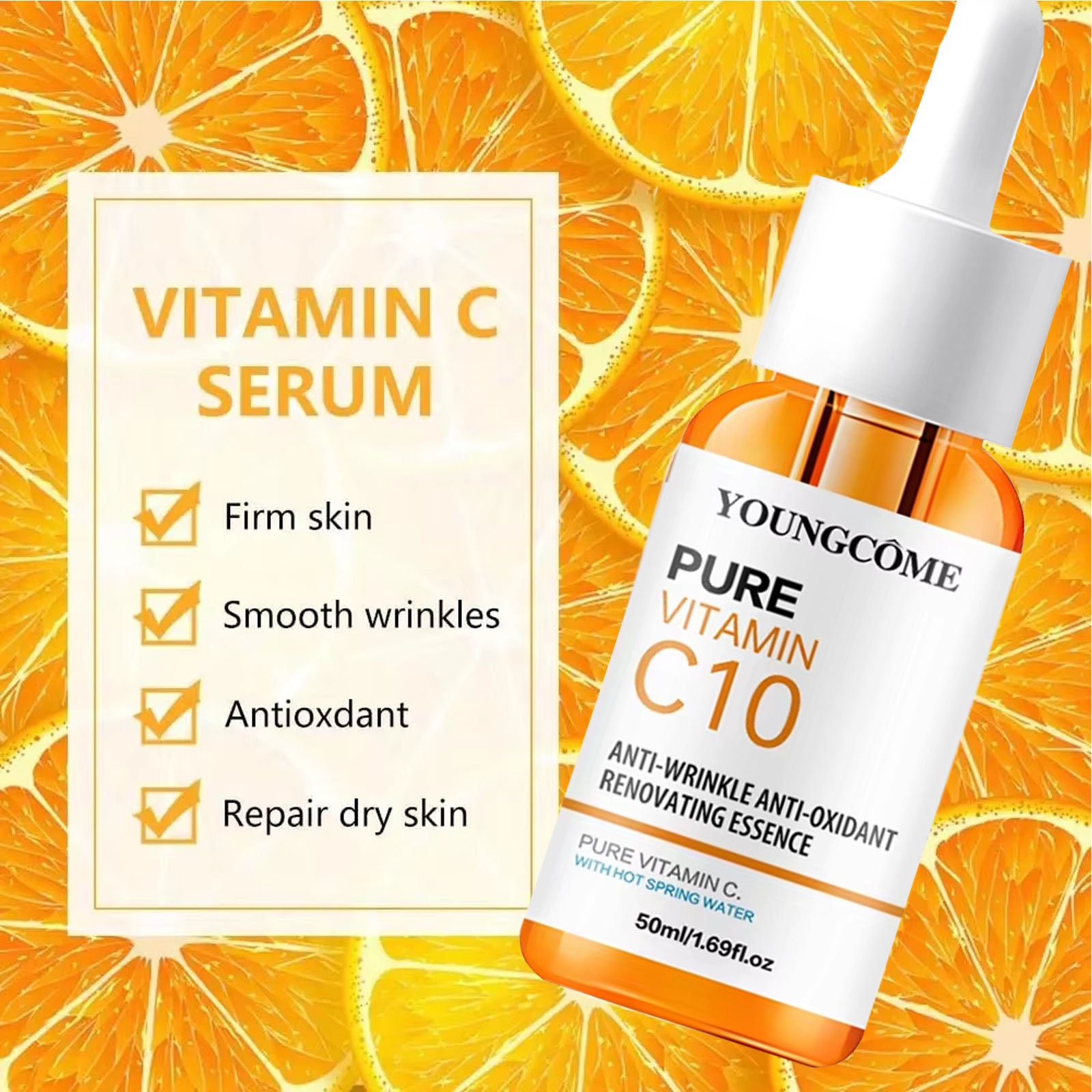 Vitamin C Facial Essence Hyaluronic Acid Dark Skin Brighten Serum Fade Fine Lines Moisturizing Repair Dull Serum Face Skin Care