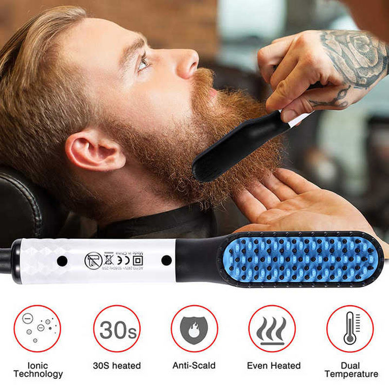 Hot Comb Straightener Electric Negative Ion Hair Straightener Brush Fast Heated Portable Men Mini Beard Straightening Comb