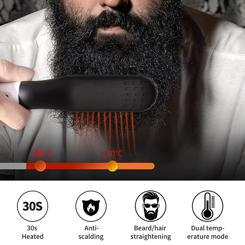 Hot Comb Straightener Electric Negative Ion Hair Straightener Brush Fast Heated Portable Men Mini Beard Straightening Comb