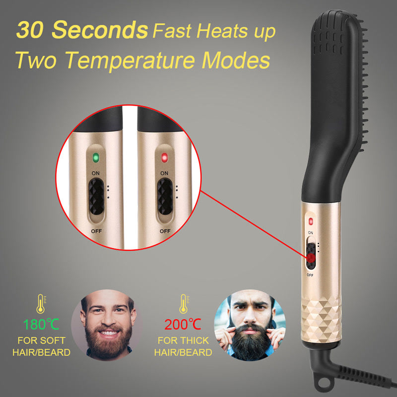 Hot Comb Straightener Electric Negative Ion Hair Straightener Brush Fast Heated Portable Men Mini Beard Straightening Comb