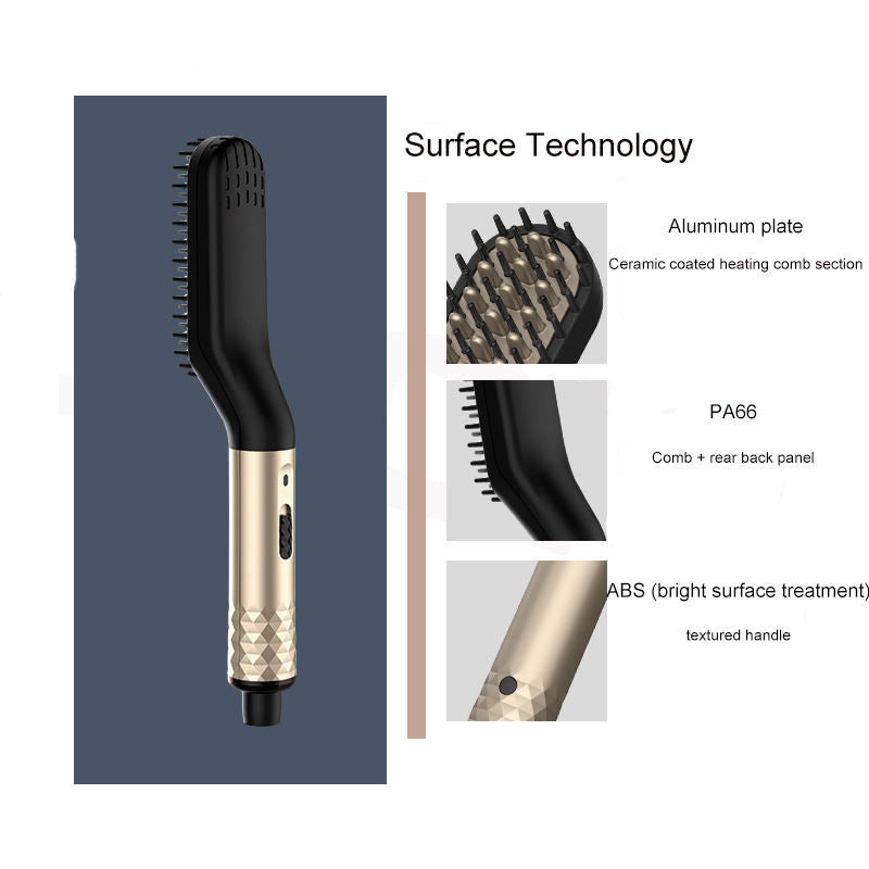 Hot Comb Straightener Electric Negative Ion Hair Straightener Brush Fast Heated Portable Men Mini Beard Straightening Comb