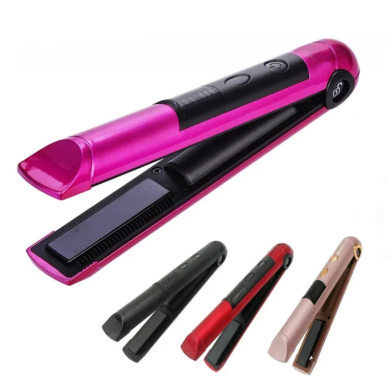 USB Rechargeable Professional Hair Curling Iron 2 IN 1 Twist  Portable Hair Straightener & Curler Flat Hair Styler Styling Tool