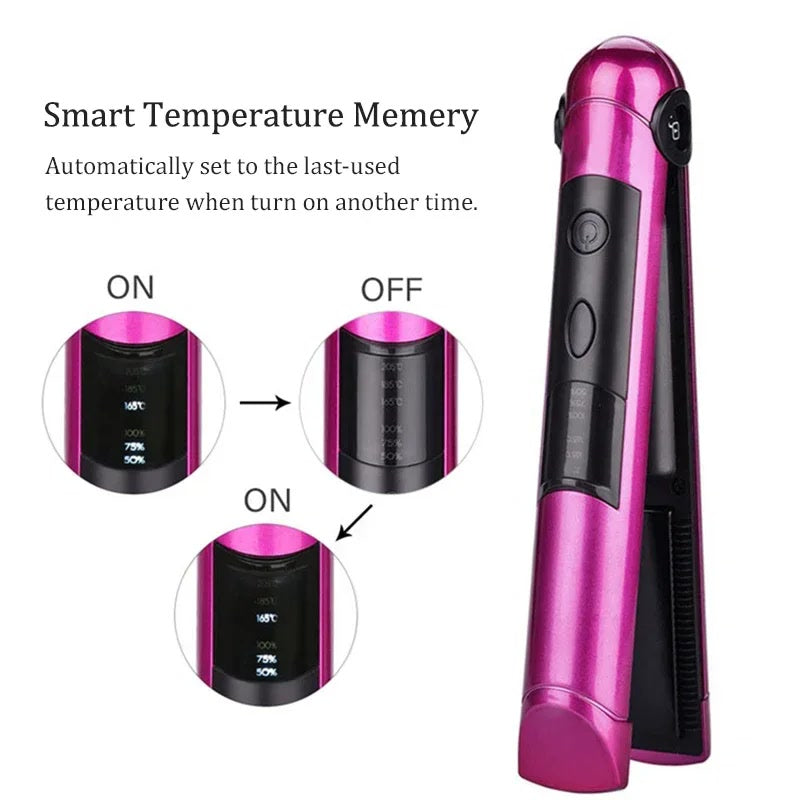 USB Rechargeable Professional Hair Curling Iron 2 IN 1 Twist  Portable Hair Straightener & Curler Flat Hair Styler Styling Tool