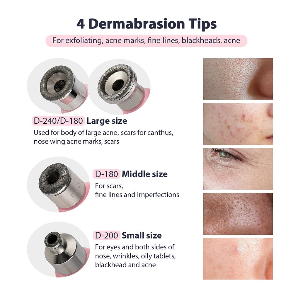 Portable Diamond Microdermabrasion Machine Facial Peeling Device Exfoliation Vacuum Blackhead Remover With 4 Diamond Peeling Tip