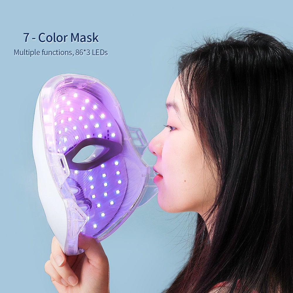 Rechargeable Facial LED Mask 7 Colors LED Photon Therapy Skin Rejuvenation Anti Acne Wrinkle Removal Beauty Mask Skin Brightenin