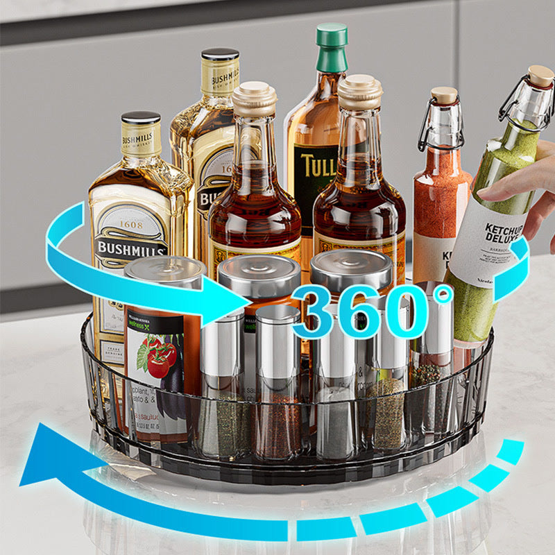 Rotating Tray Spice Rack Pantry Cabinet Turntable With Base Storage Bin Kitchen Organizer For Seasoning Cosmetic Storage Box