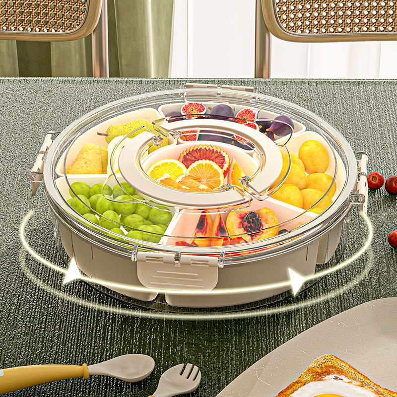 Kitchen Rotating 6-Point Large Capacity Fruit Tray, Dried Fruits, Candies, Snacks, Fruit Food Storage Box, Outdoor Party Storage