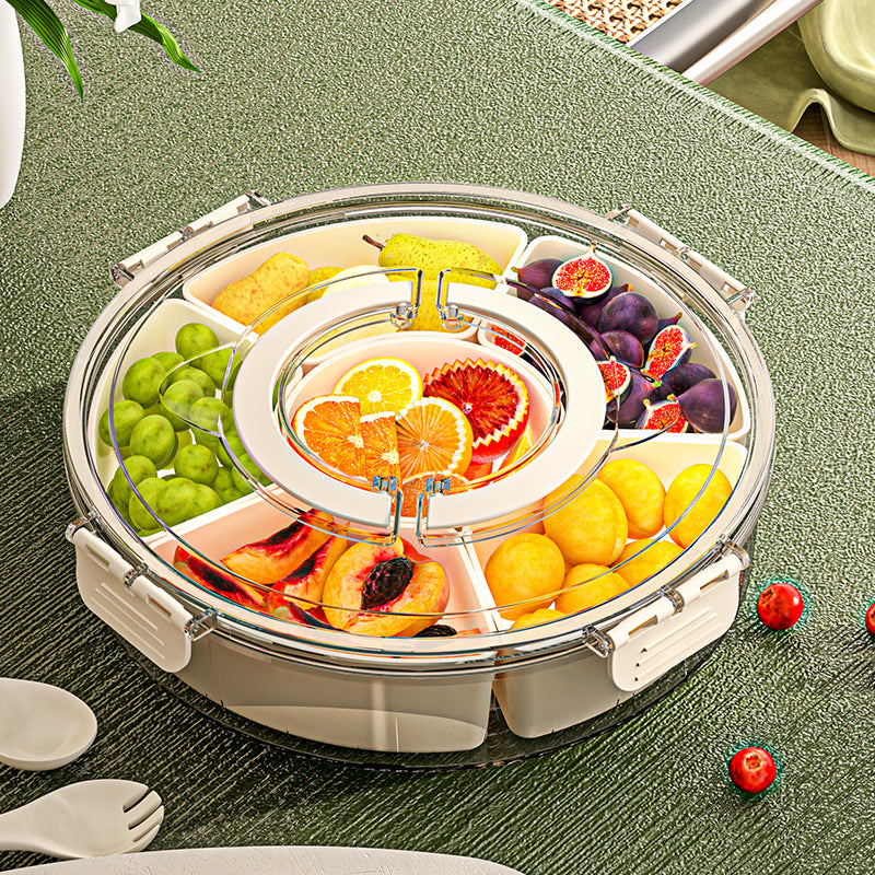 Kitchen Rotating 6-Point Large Capacity Fruit Tray, Dried Fruits, Candies, Snacks, Fruit Food Storage Box, Outdoor Party Storage