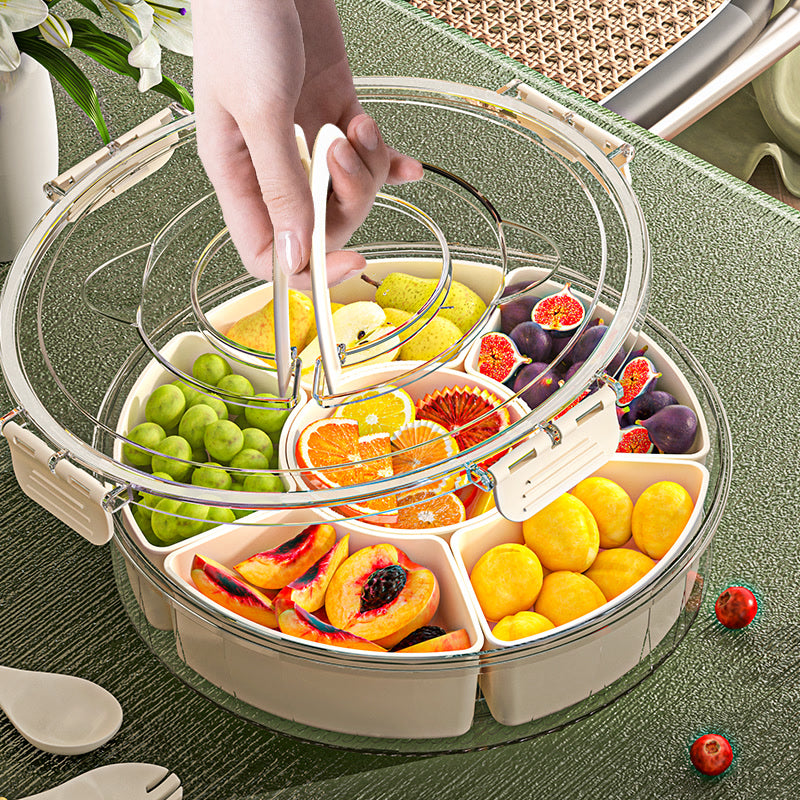 Kitchen Rotating 6-Point Large Capacity Fruit Tray, Dried Fruits, Candies, Snacks, Fruit Food Storage Box, Outdoor Party Storage