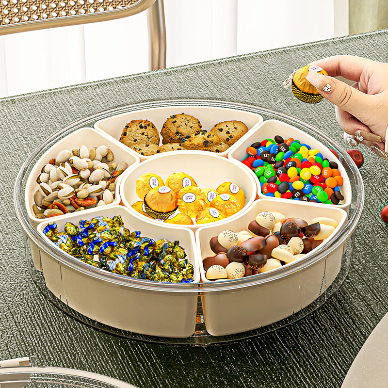 Kitchen Rotating 6-Point Large Capacity Fruit Tray, Dried Fruits, Candies, Snacks, Fruit Food Storage Box, Outdoor Party Storage