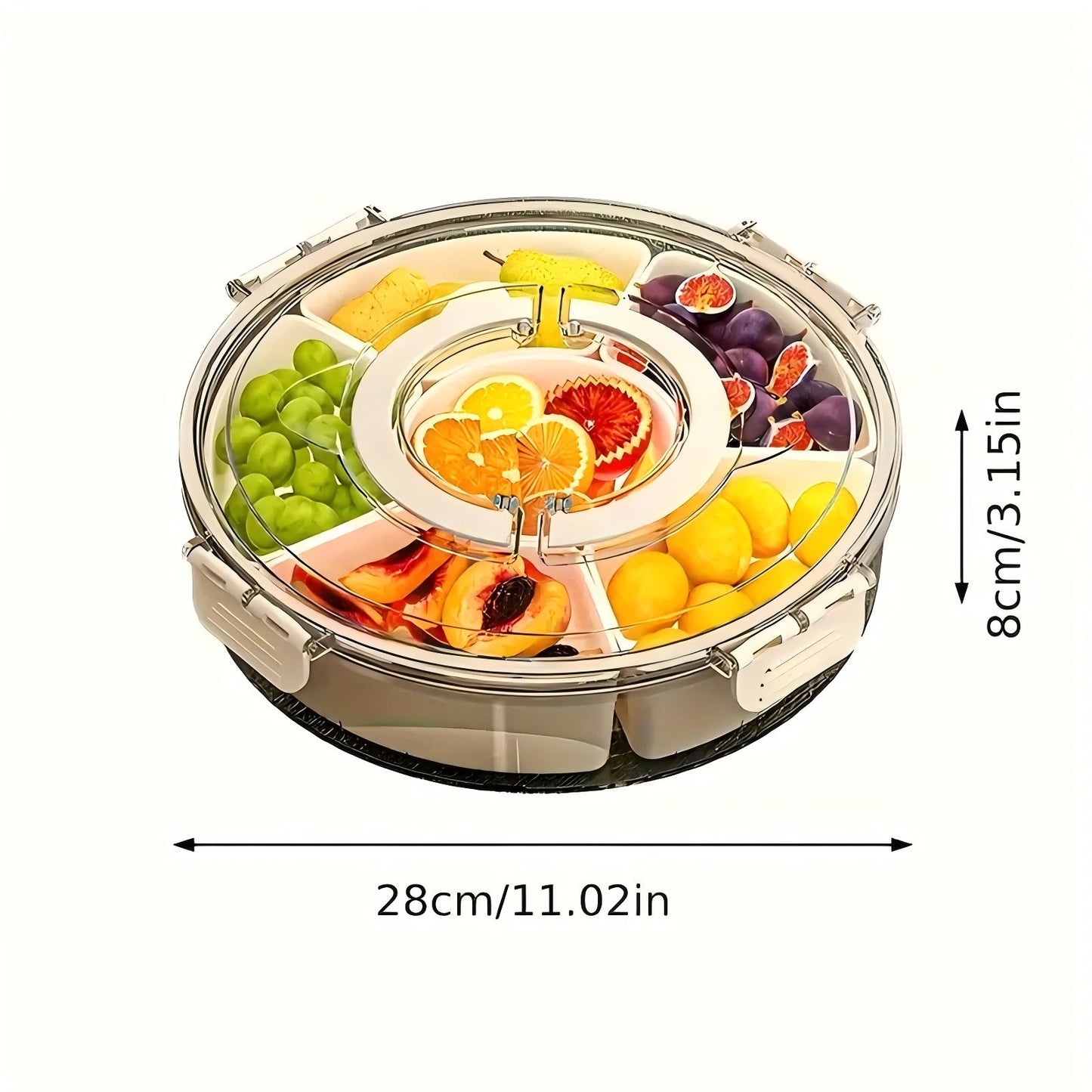 Kitchen Rotating 6-Point Large Capacity Fruit Tray, Dried Fruits, Candies, Snacks, Fruit Food Storage Box, Outdoor Party Storage